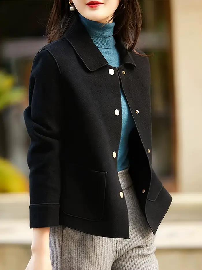 Manteaux classiques en laine courts et solides pour femmes, vêtements chauds d'automne et d'hiver po