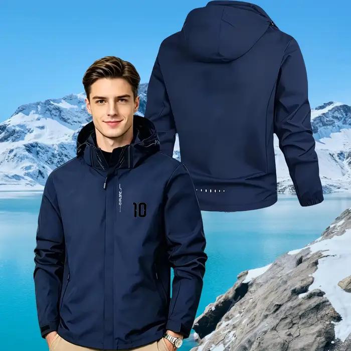 Veste pour homme avec imprimé n°10, coupe-vent imperméable à capuche amovible, manteau de sport déco