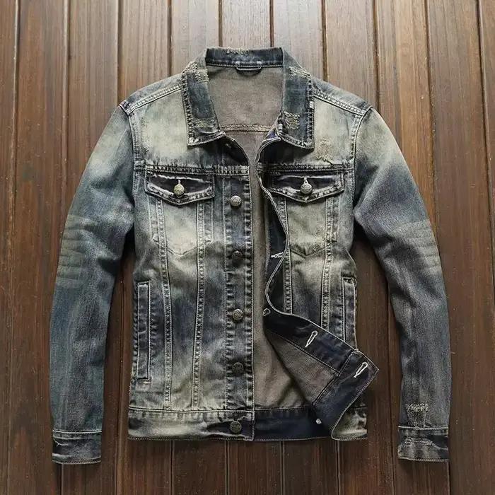 Manteau de Cowboy pour Homme, Veste en Denim ChimVintage, Rétro Japonais Original, Esthétique Coréen