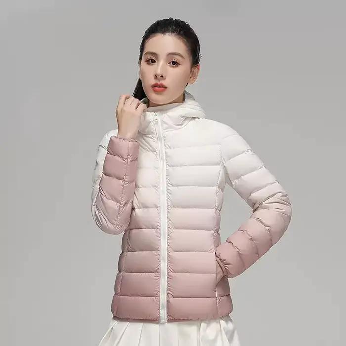 Doudoune dégradée pour femme, veste à capuche ultra légère, coupe couvertes, maintien au chaud, créa