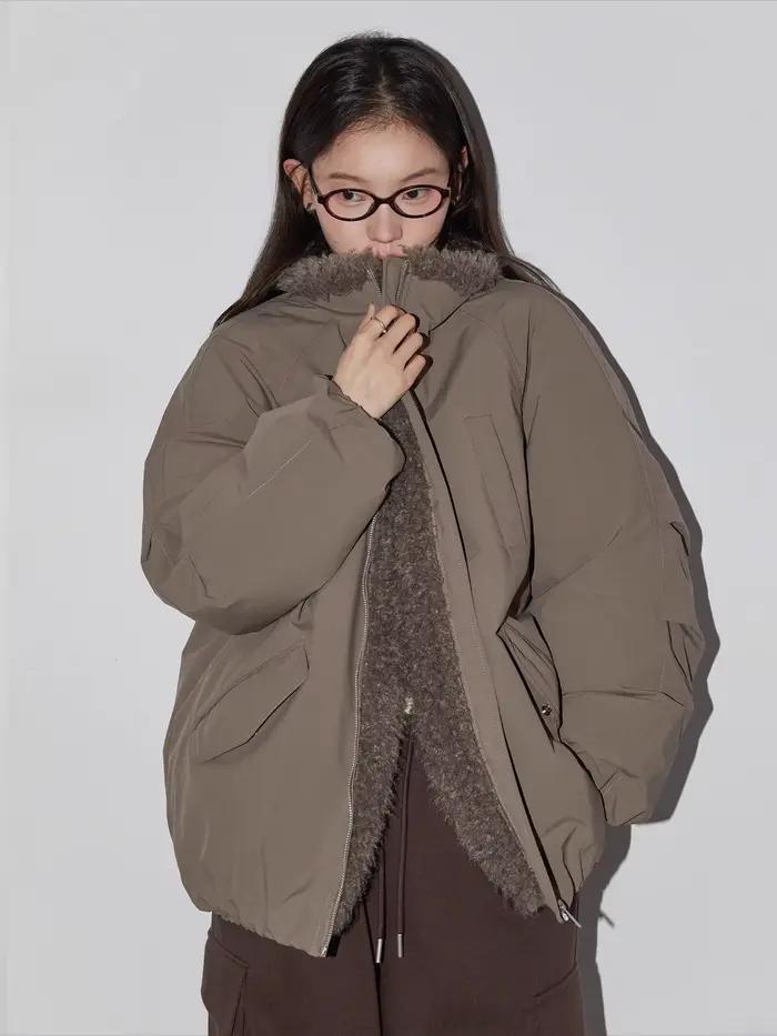 CHIC VEN femmes vers le bas manteaux ample décontracté 90 blanc canard doudoune en peluche épissure