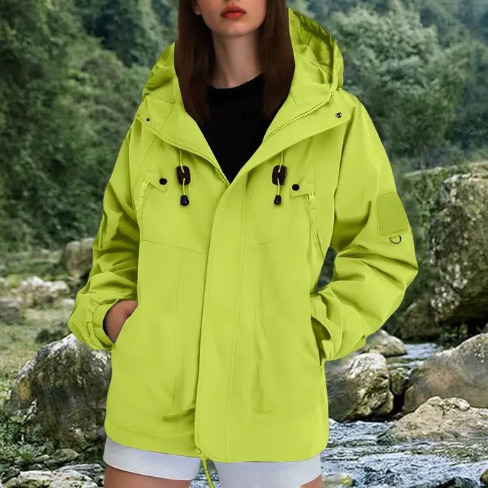 2025 automne veste à capuche femmes mode en plein air coupe-vent décontracté imperméable randonnée v