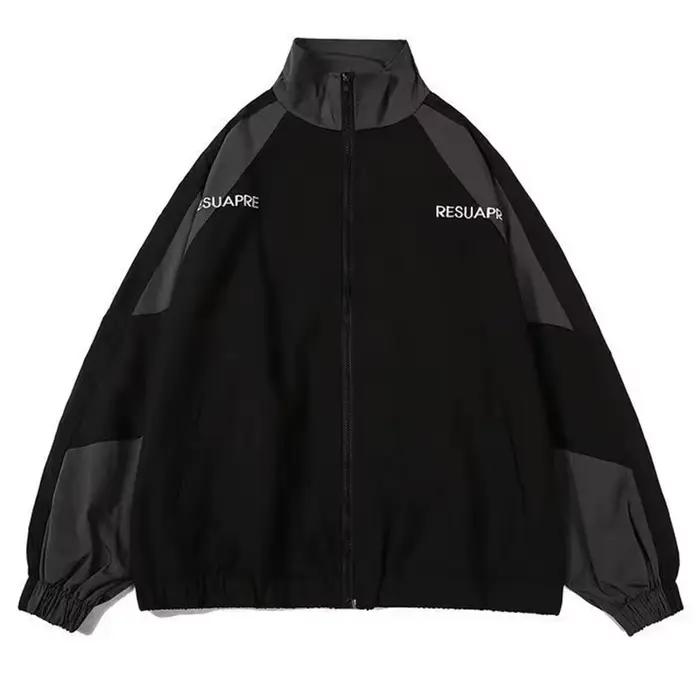Hommes haute rue Patchwork couleur noir coupe-vent manteaux Hip Hop varsité veste femmes printemps a