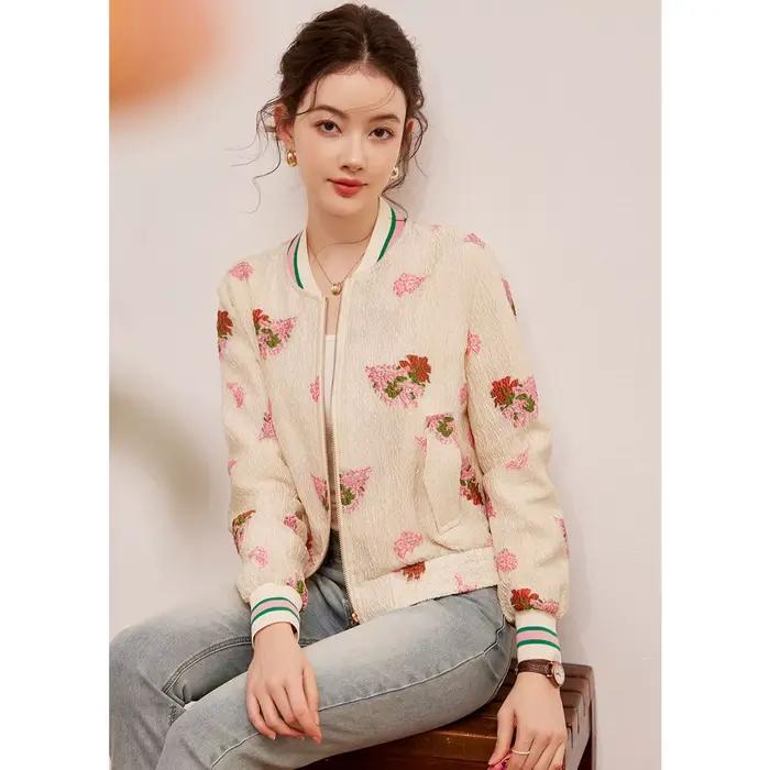 LOUIS YAO nouveau Style chinois Design fleur Jacquard veste femme 2025 printemps/automne haut décont