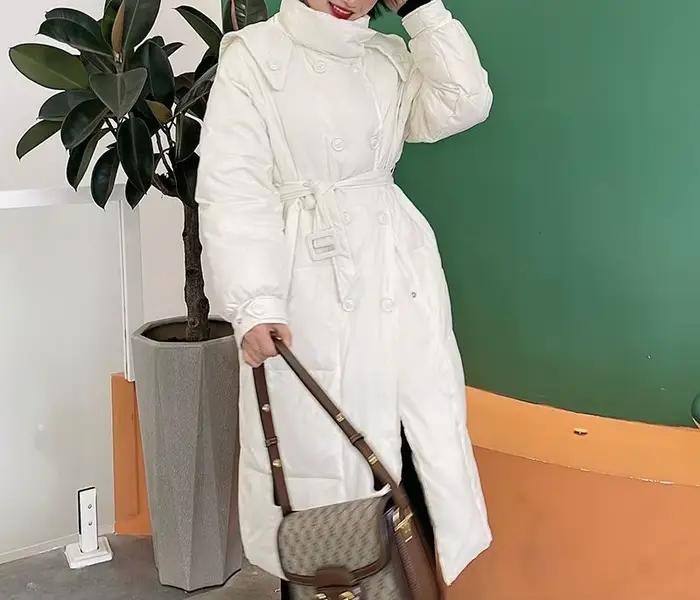 2025 doudoune femme hiver nouveaux vêtements pour femmes taille moyenne et longue ceinture Anti-sais