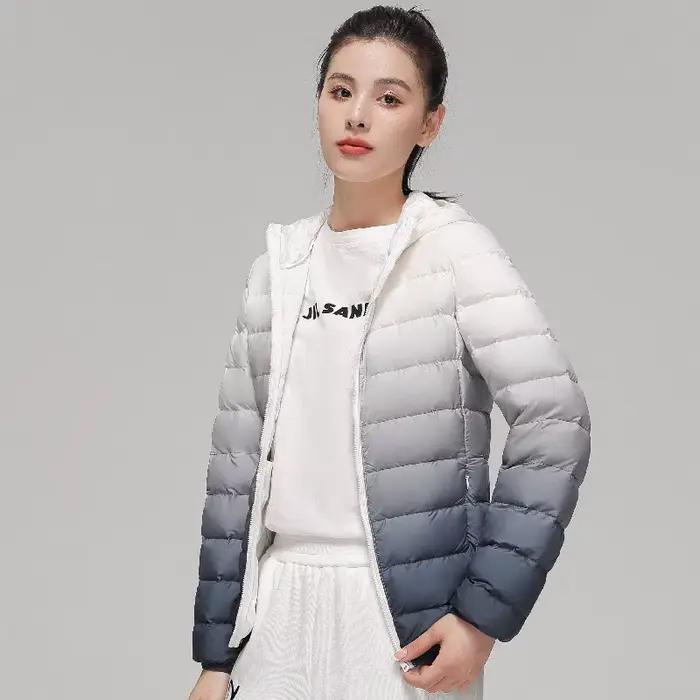 Doudoune dégradée pour femme, veste à capuche ultra légère, coupe couvertes, maintien au chaud, créa