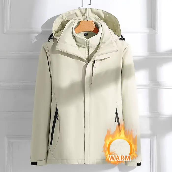 Femme randonnée veste hiver extérieur 3 en 1 imperméable coupe-vent manteaux chaud épaissi solide Ca