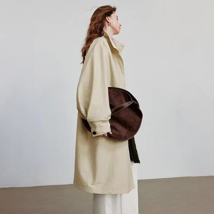 TOYOUTH femmes Trench Coat 2025 automne nouveau Style grange col montant léger mi-long coupe-vent ve