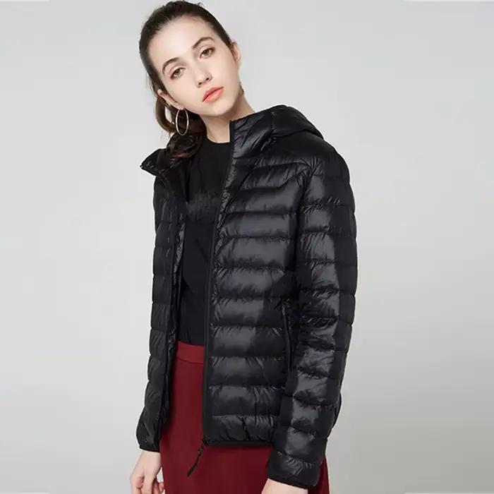 90% Ultra-léger grande taille mince doudoune femmes 2020 automne hiver mince court à capuche chaud b