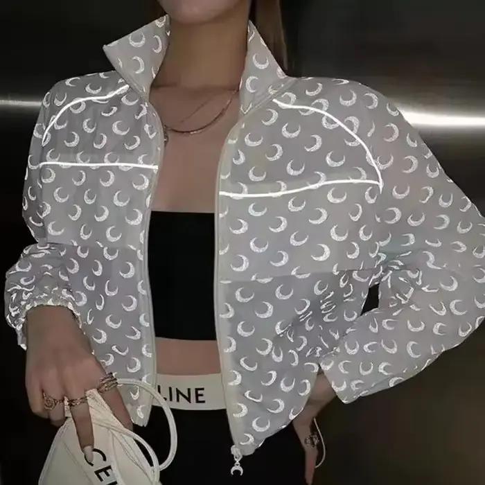 Veste réfléchissante à imprimé lune pour femme, manches longues, protection solaire, style coréen, d