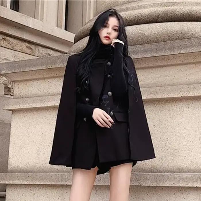 Pardessus à manches chauve-souris pour femme, mélange, basique, streetwear, tempérament, dames, simp