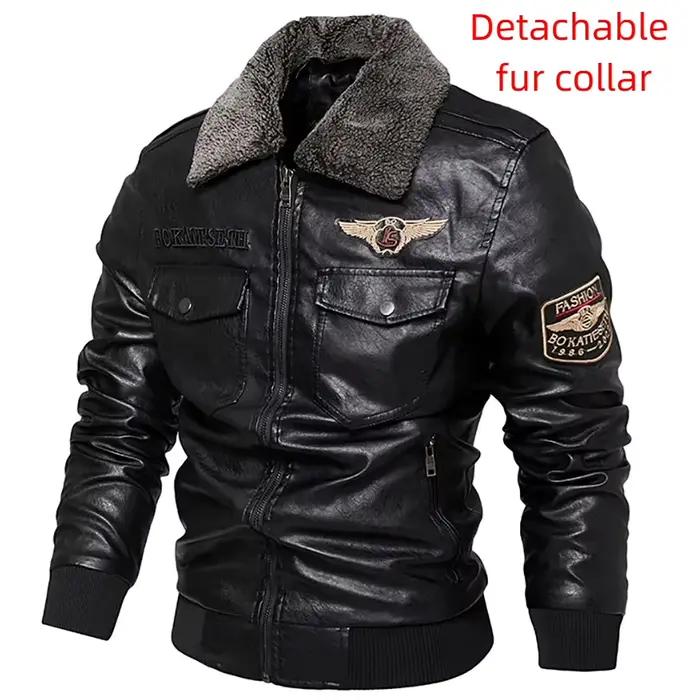 Veste de motard Vintage pour hommes, manteau de moto en cuir PU, coupe cintrée, coupe-vent, chaude,