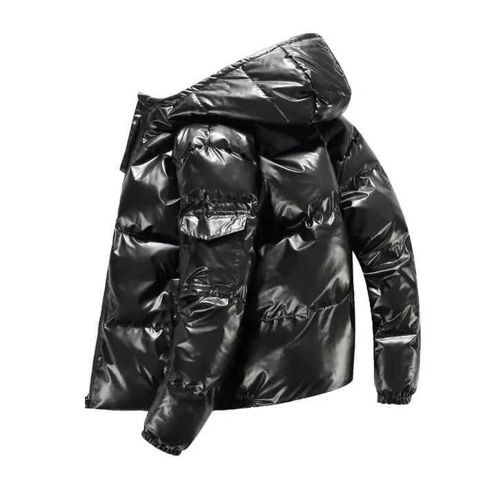 Veste d'hiver 2026 pour homme, parka brillante à capuche, manteau chaud zippé, vestes de haute quali