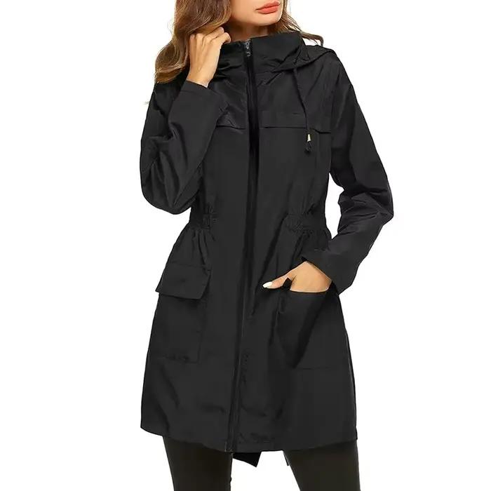 Nouveau printemps femmes veste légère coupe-vent imperméable imperméable femme longs hauts de pluie