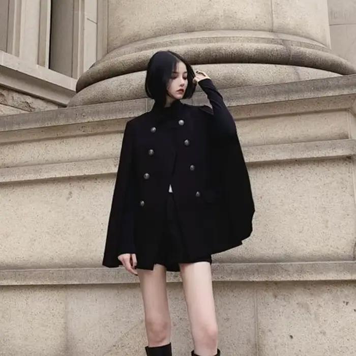 Pardessus à manches chauve-souris pour femme, mélange, basique, streetwear, tempérament, dames, simp