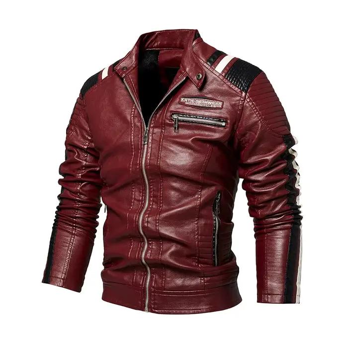 Veste en simili cuir pour homme, veste de moto, imperméable, coupe-vent, PU, veste bomber vintage, v