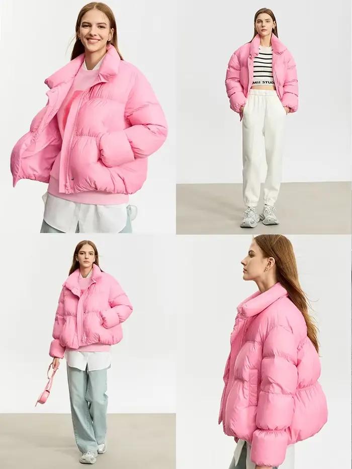 AMII minimaliste femmes hiver doudoune bouton de fermeture éclair chaud court pardessus 2025 hiver n