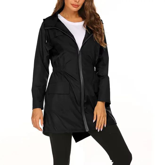 Manteau imperméable léger pour femme, veste d'extérieur imperméable à capuche, coupe-vent solide, lo