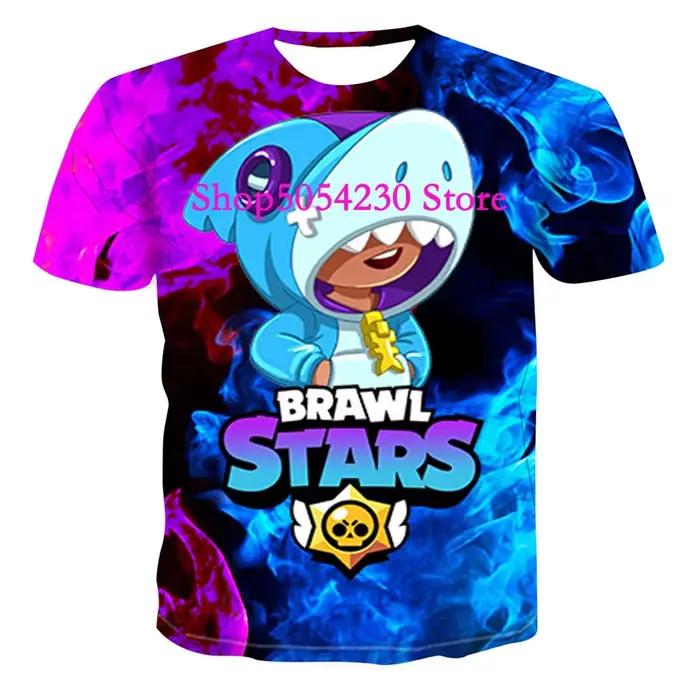 T-shirt d'été pour garçons, personnages de dessins animés Brawl-Stars, costumes de cosplay pour enfa