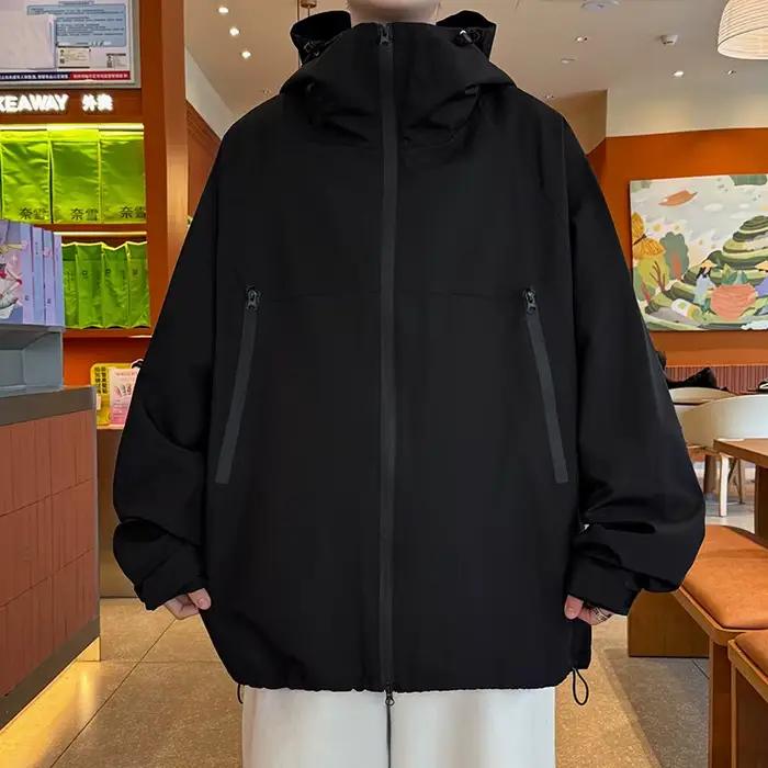 Gorpcore-Veste Imperméable à Capuche pour Homme, Coupe-Vent Décontracté, Fermeture Éclair, Escalade,