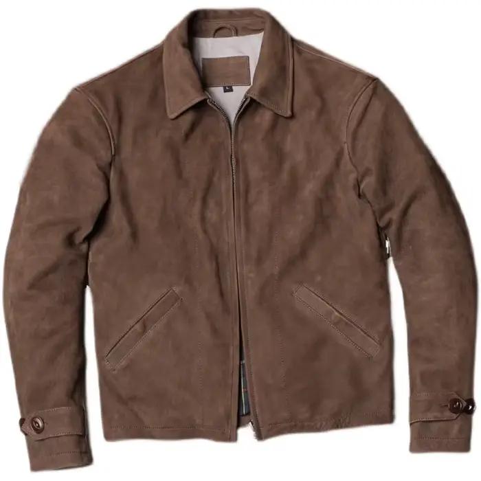Veste d'automne en cuir marron clair pour hommes, Style rétro décontracté, grande taille 5XL, mantea