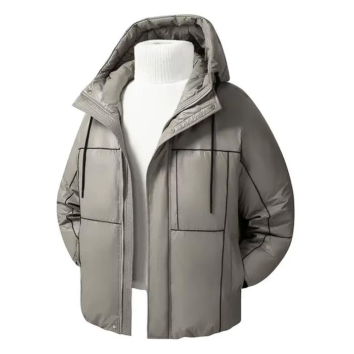 Vestes d'hiver décontractées à capuche en duvet de canard pour hommes, manteaux chauds coupe-vent et