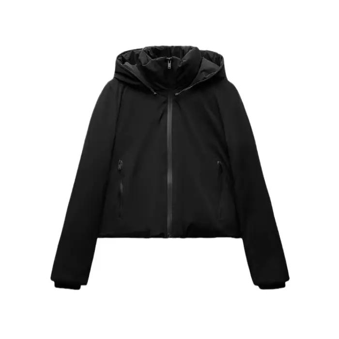 ETJ 2025 automne/hiver nouveau femmes court imitation vent imperméable à capuche épais chaud coton v
