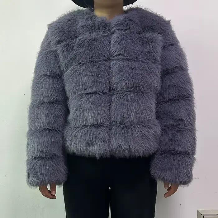 Manteau en fausse fourrure de raton laveur pour femme, veste moelleuse, vêtements d'extérieur en fou