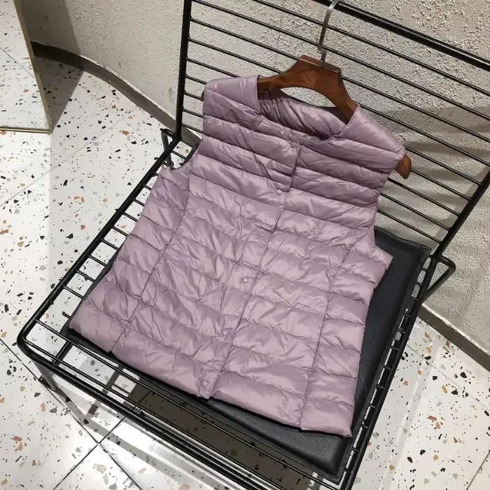 Veste en duvet de canard blanc 90% pour femme, gilet Ultra léger, doublure chaude, sans manches, nou