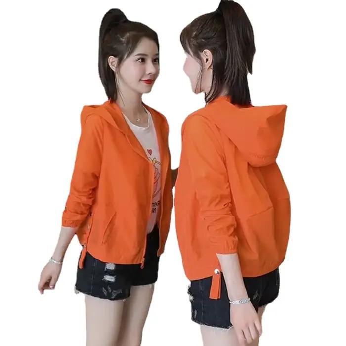 Manteau d'Été à Capuche pour Femme, Veste Courte, Anti-UV, Respirant, Mince, Protection Solaire, à M