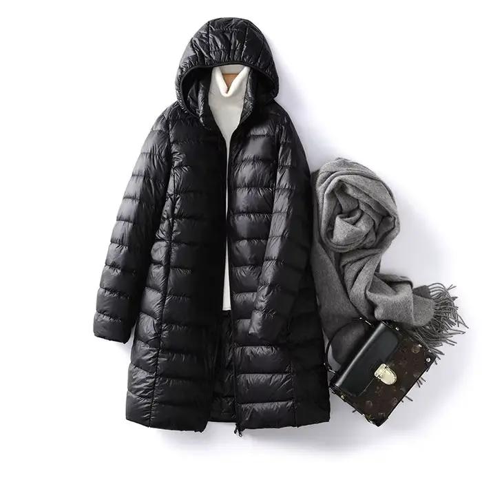 0-10 ℃ Femmes hiver manteau chapeau détachable automne ultraléger canard doudoune pour femmes minc
