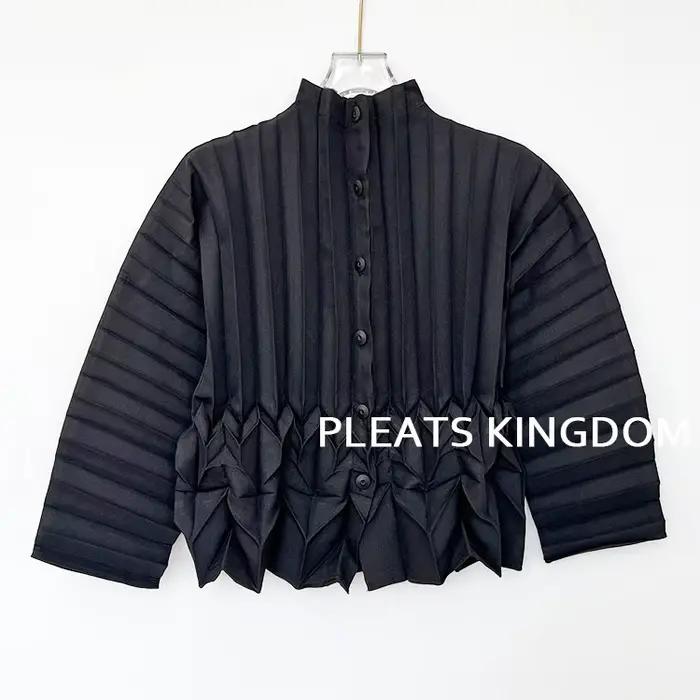 YUDX Collection de luxe légère veste plissée pour femme drapée Silhouette décontracté mode mince col