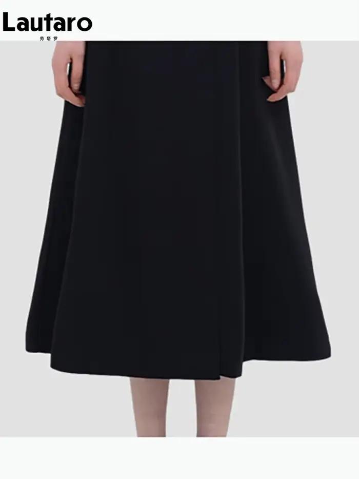 Lautaro-Trench-coat long noir ajusté pour femme, chic, élégant, simple boutonnage, vêtements de créa