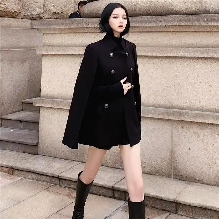 Pardessus à manches chauve-souris pour femme, mélange, basique, streetwear, tempérament, dames, simp