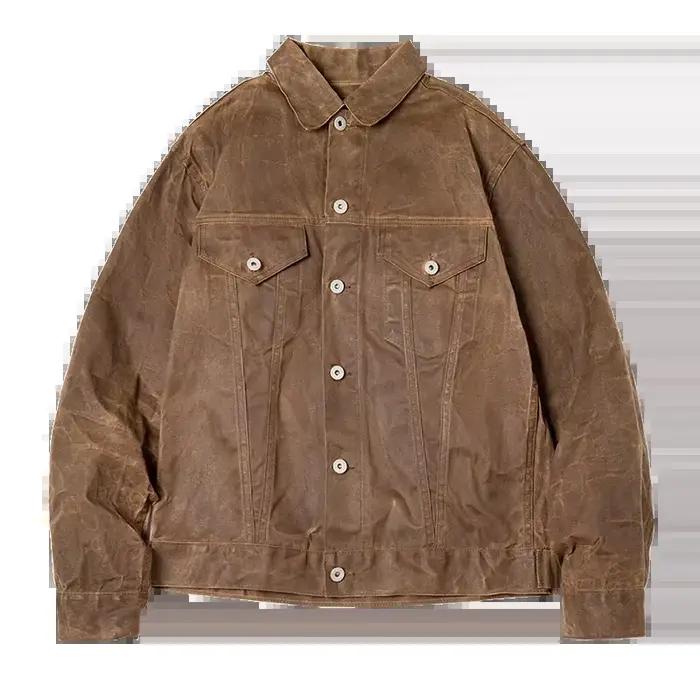 Maden Amekaji-Veste Rétro Cirée à l'Huile pour Homme, Uniforme Militaire en Toile de Coton, observat