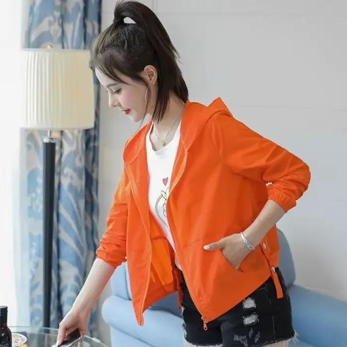 Manteau d'Été à Capuche pour Femme, Veste Courte, Anti-UV, Respirant, Mince, Protection Solaire, à M