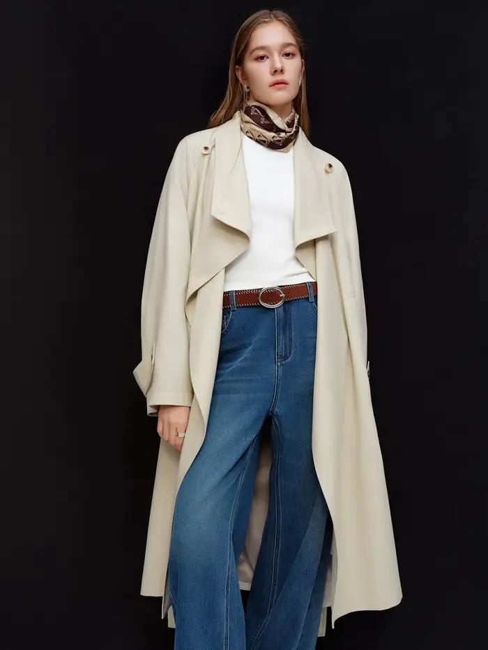 DUSHU – Trench-Coat de Style britannique pour femmes, coupe cintrée, mi-long, vêtements d'extérieur,