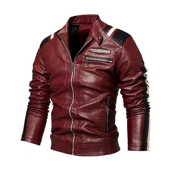 Veste de Moto en simili cuir pour hommes, imperméable, coupe-vent, PU, Bomber Vintage