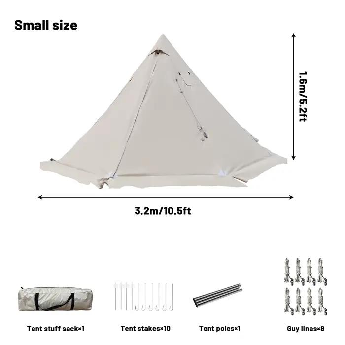 Tente chaude PAKICETUS avec cheminée et jupe anti-neige, espace habitable de 1,60 m à 2,20 m, pour 2