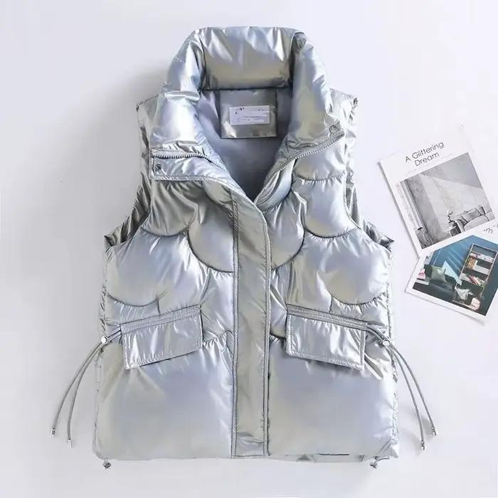 Gilet rembourré en coton imperméable pour femme, veste courte en fibre, gilets d'hiver pour femme, g