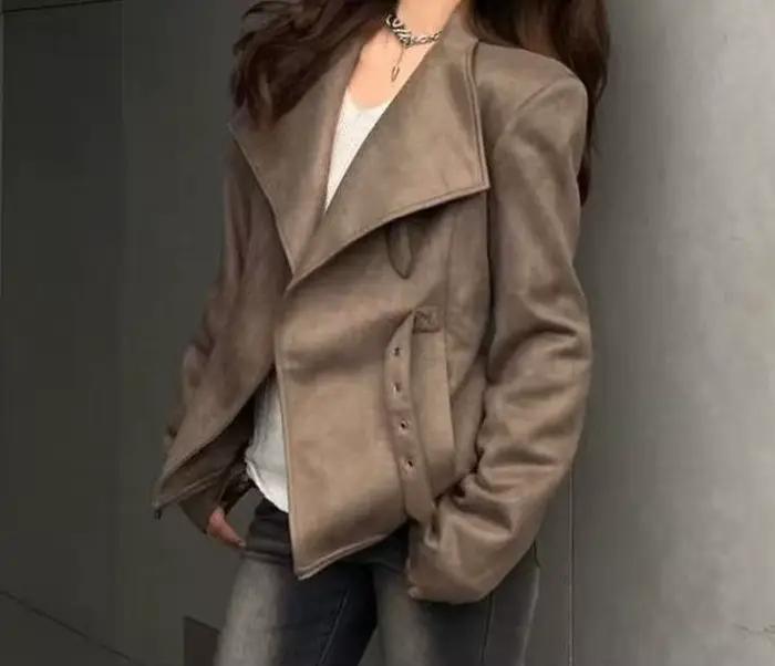 Veste rétro pour femmes, nouveau Style, ample et amincissante, haut court à revers, printemps 2025