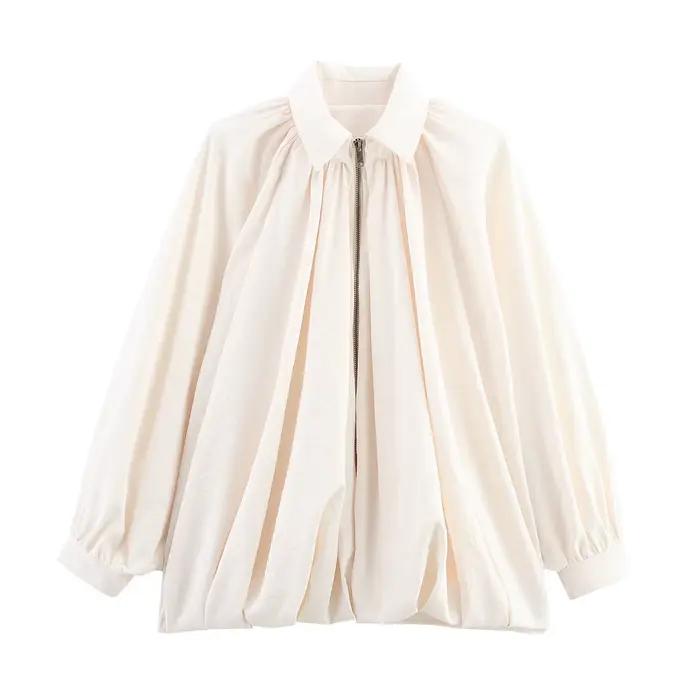 Blousons bomber froncés pour femmes, doudounes oversize, manteaux d'été pour femmes, vestes demi-sai