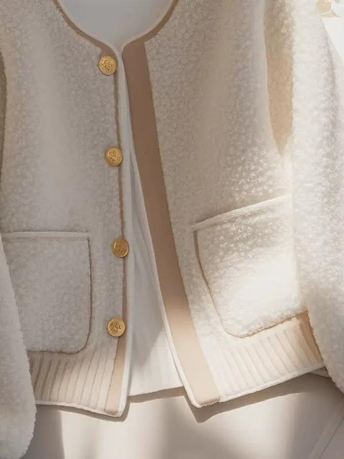 Manteau d'agneau blanc court pour femme