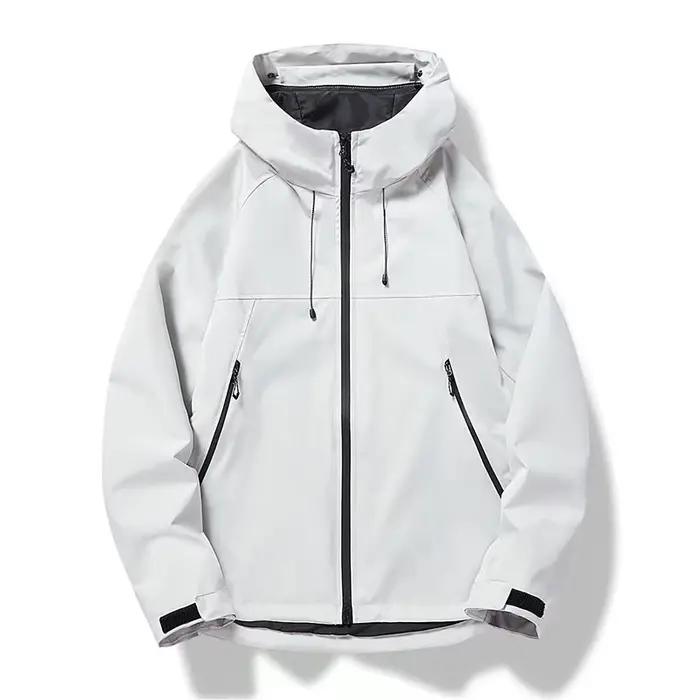 Veste imperméable pour homme extérieure à capuche avec fermeture éclair et poches pour randonnée et vie quotidienne