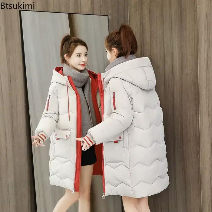 Manteaux d'hiver 2026 pour femmes, parkas longs, doudounes en coton à capuche, manteaux amples décontractés et chauds