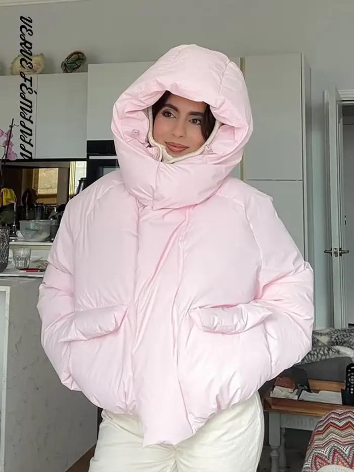 Manteaux d'hiver à capuche avec Velcro pour femme