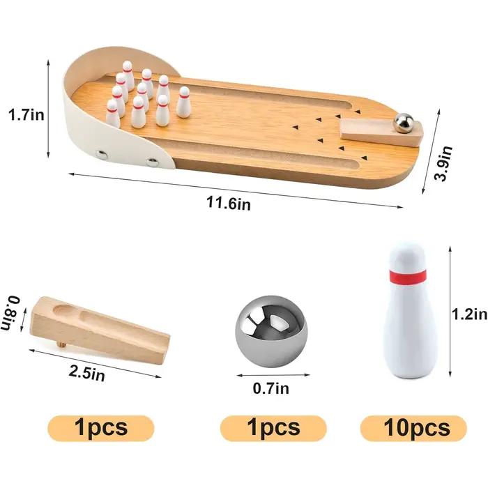 Jeu de bowling compact pour ordinateurs de bureau - Une mini piste de bowling en bois pour soulager le stress au travail, parfait comme cadeau amusant pour les fêtes