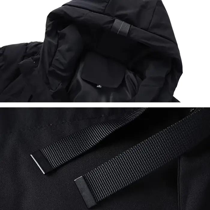 Manteau Homme Décontracté Gris Avec Capuche Amovible Pour Voyages Automne Hiver Polyester Soie Coton Plissé Robuste