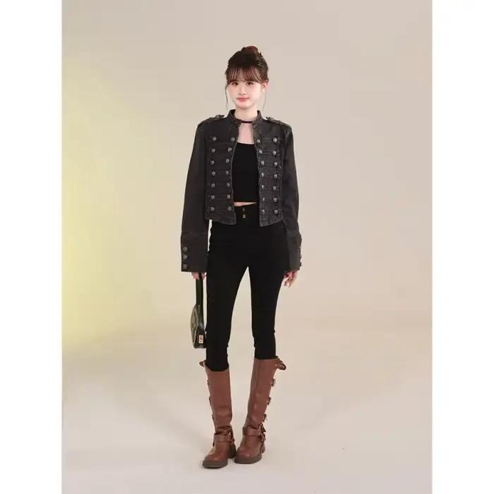 Veste courte en Denim rétro américain pour femmes