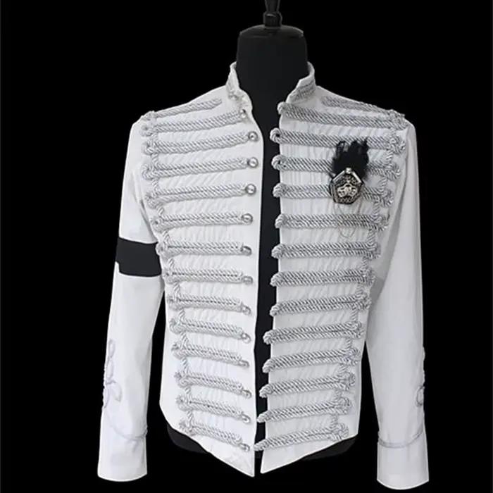 Veste blanche militaire anglaise classique faite à la main, MJ Michael Jackson, robe formelle décontractée, spectacle d'Halloween, collection de cadeaux